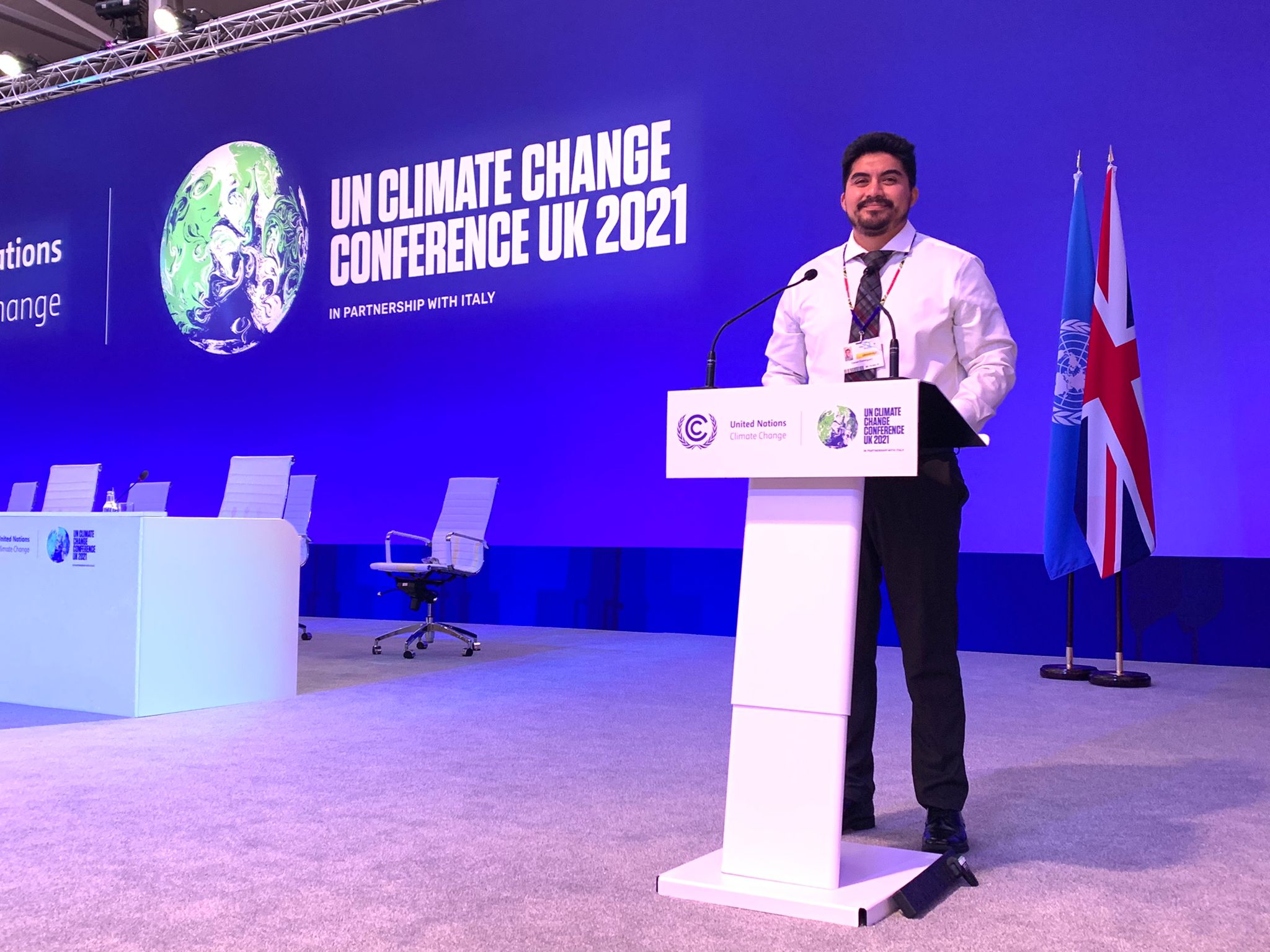 Daniel Dominguez on the main stage at COP26