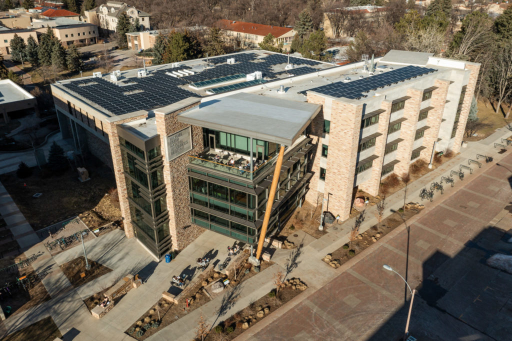 view from above the smith building showing new solar panels