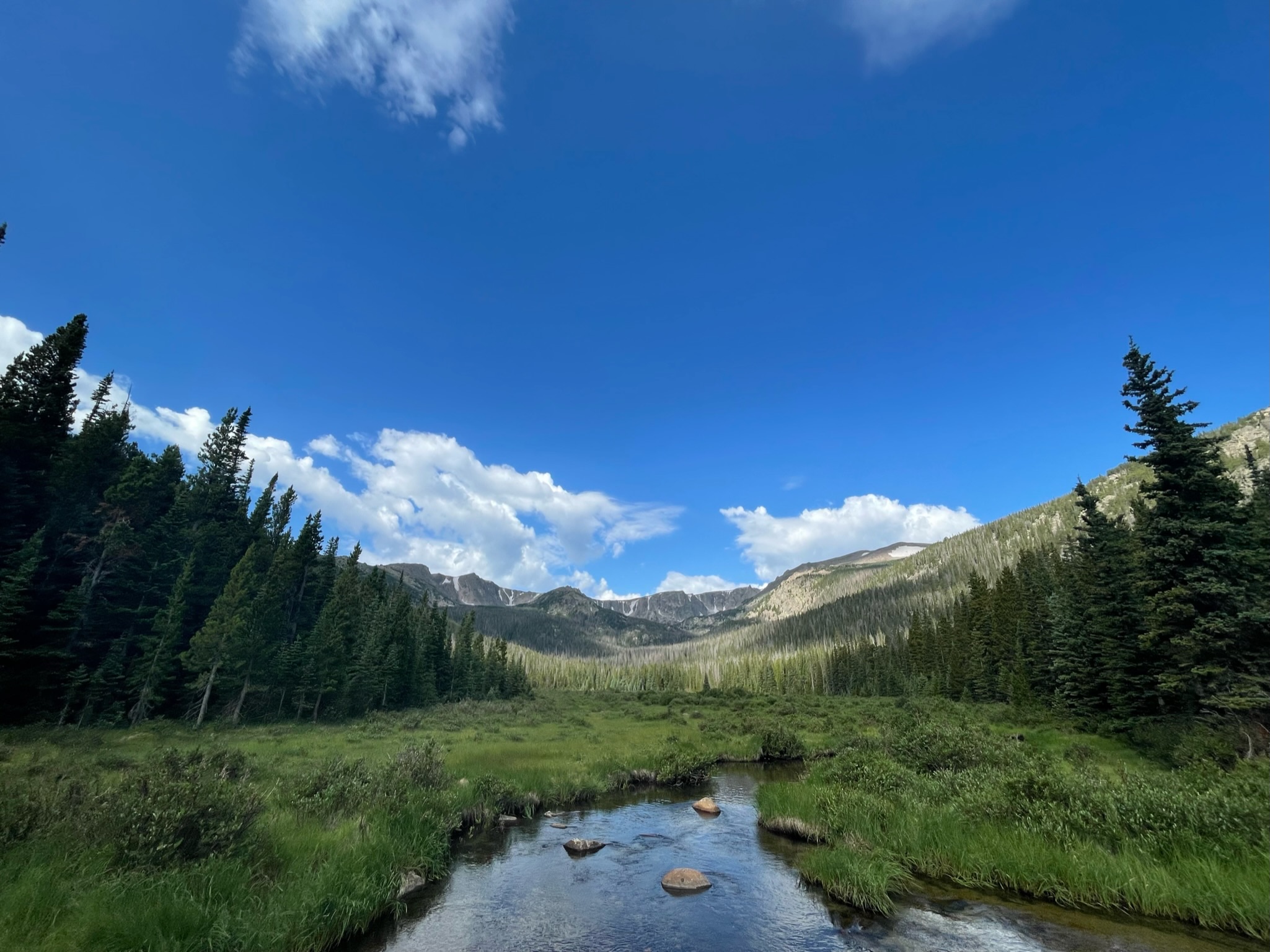A river in Colorado and blue skies